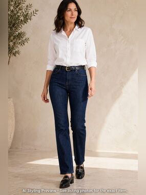 Santana Dark Wash Straight Leg Stretch Jeans Size 16 Mid Rise